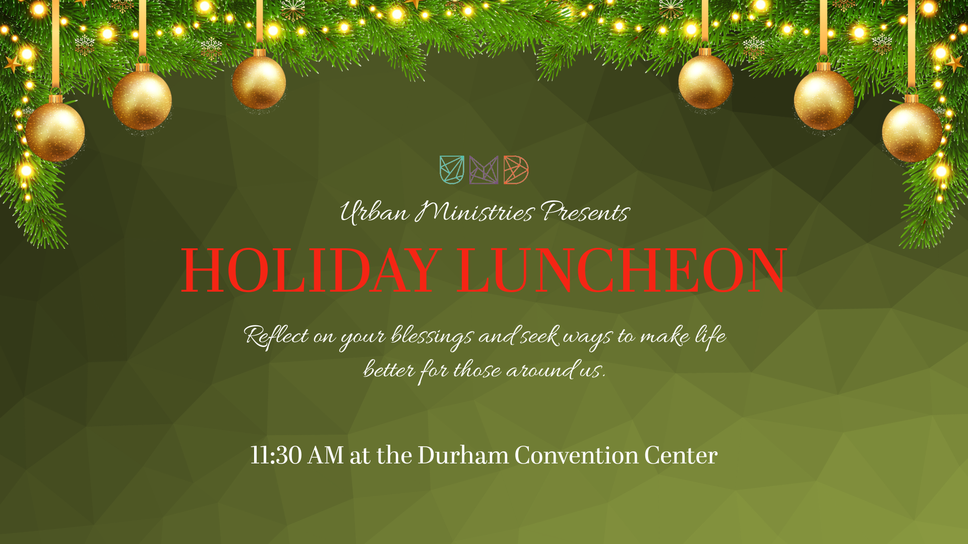 Raise funds for the Urban Ministries of Durham at a holiday luncheon on Dec 10, 2025.